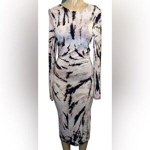Young Fabulous & Broke Tie-Dye Long Sleeve Bodycon Midi Dress Size M